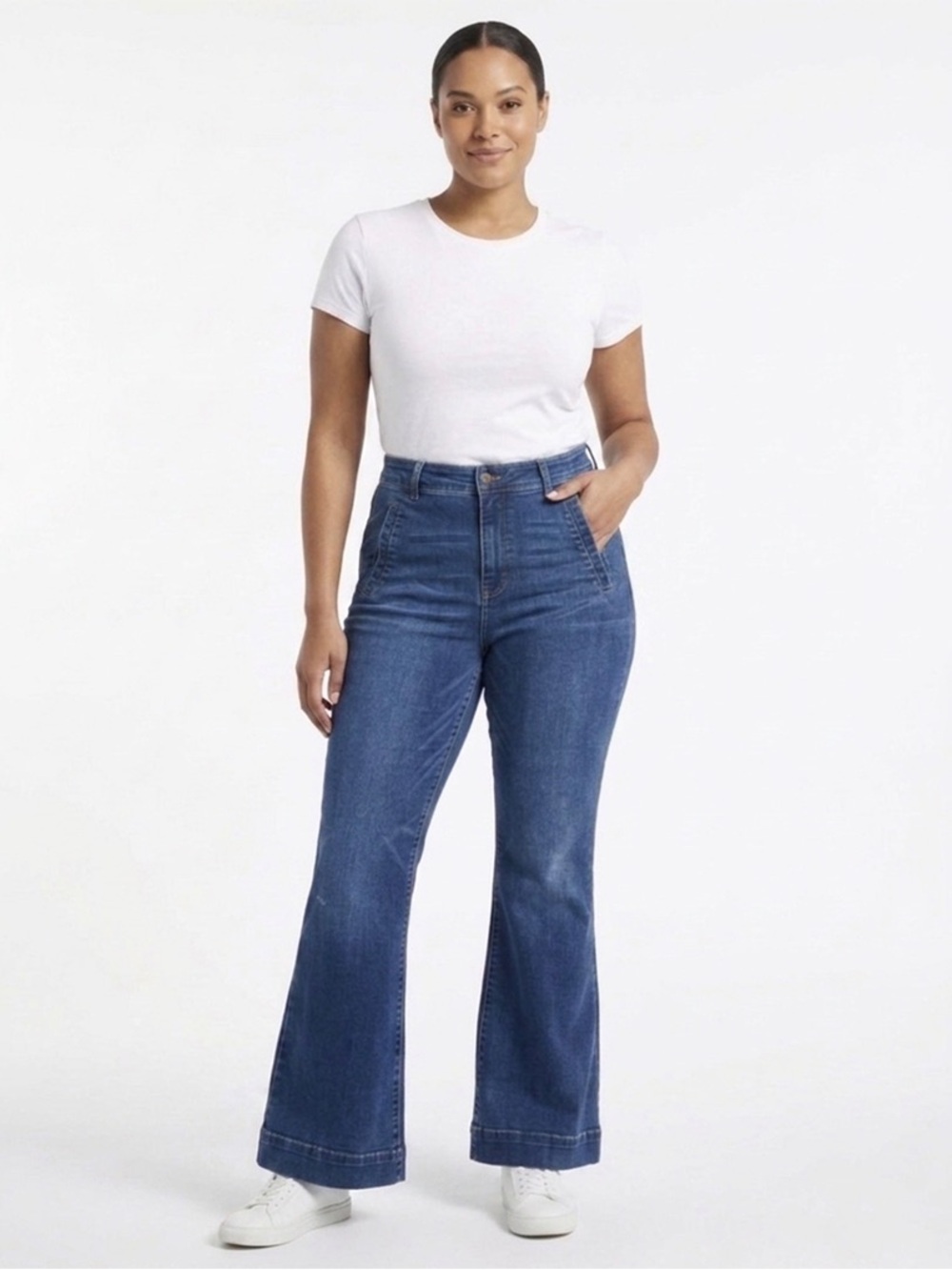 Judy Blue High Rise Trouser Dark Wash Flare Jeans Size 18W